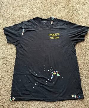 Rockstar Original Art District Tee Black Paint Splatter Streetwear XL size